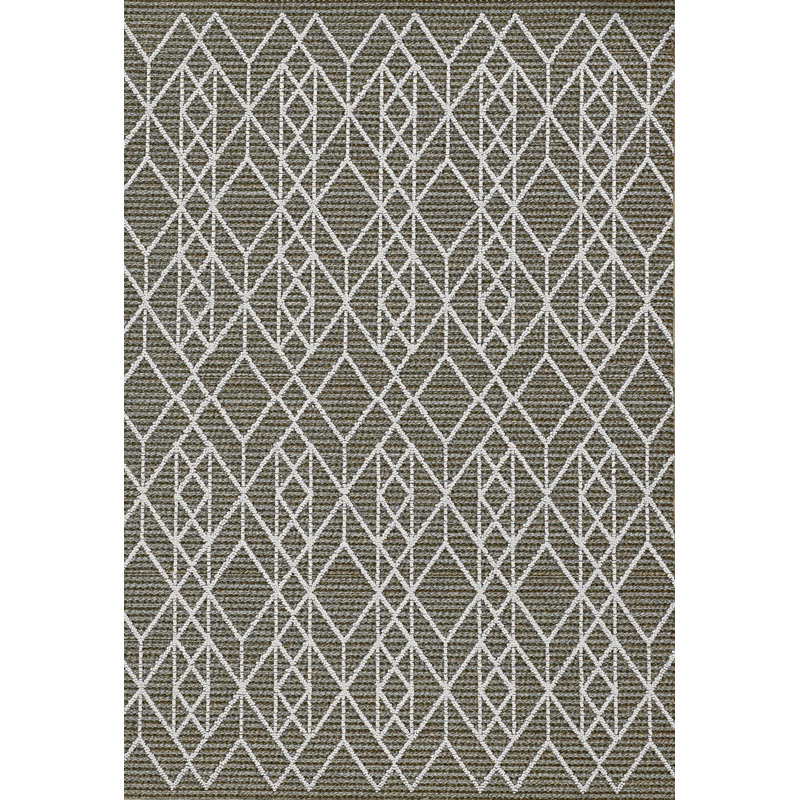 Tapis gris à lignes géométriques, Rectangle 4 pi x 6 pi