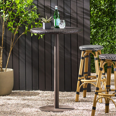Table de bar d'extérieur ronde en rotin de 26 po Pe, Multibrown