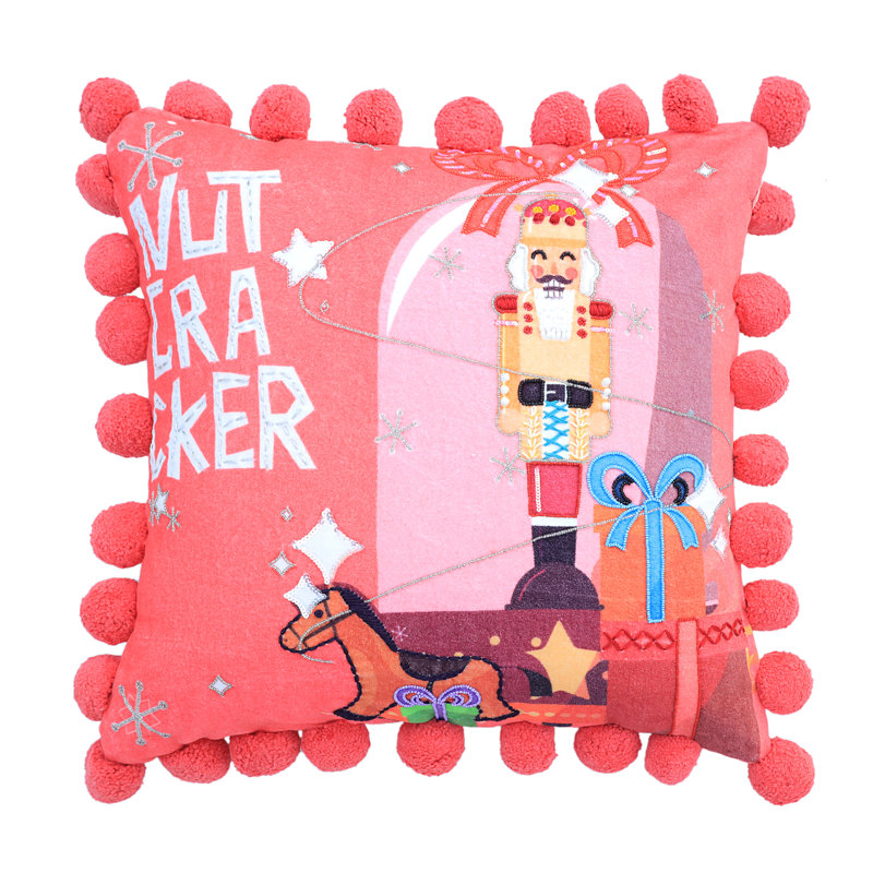 Coussin de Noël Vibhsa, Carré 20 po, Noël rouge