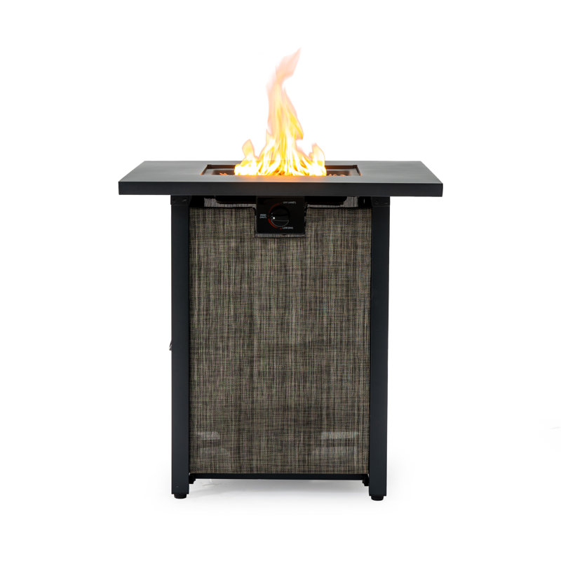28" Propane Gas Fire Pit Table, 50000 BTU Square Steel Fire Pit  For Outside Patio Deck Garden Courtyard -Black