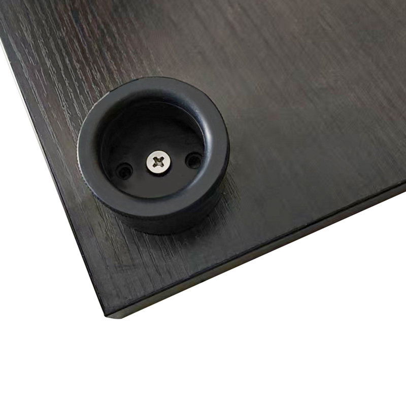 Classeur avec verre trempé noir - Pieds réglables et base de rangement, Noir