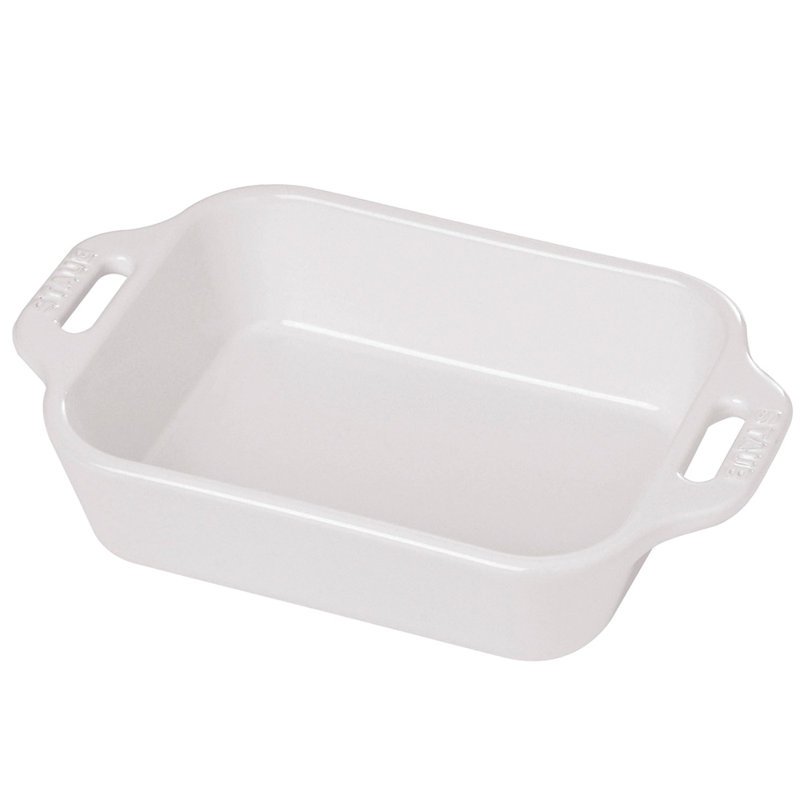 Staub White Ceramic Rectangular Baking Dish with Handles