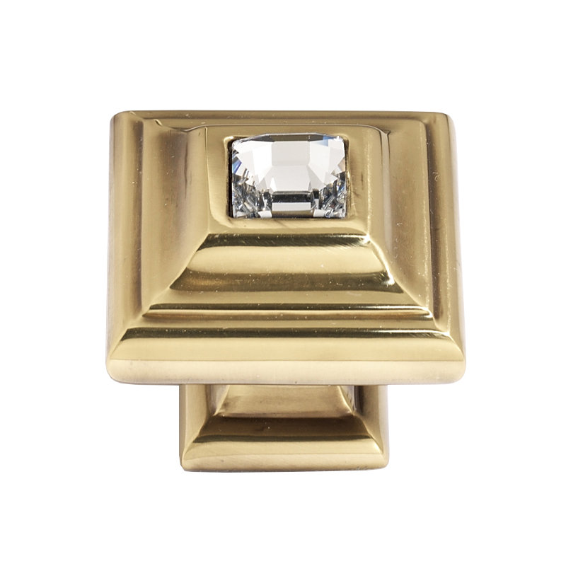Swarovski Crystal Square Knob, Polished Antique