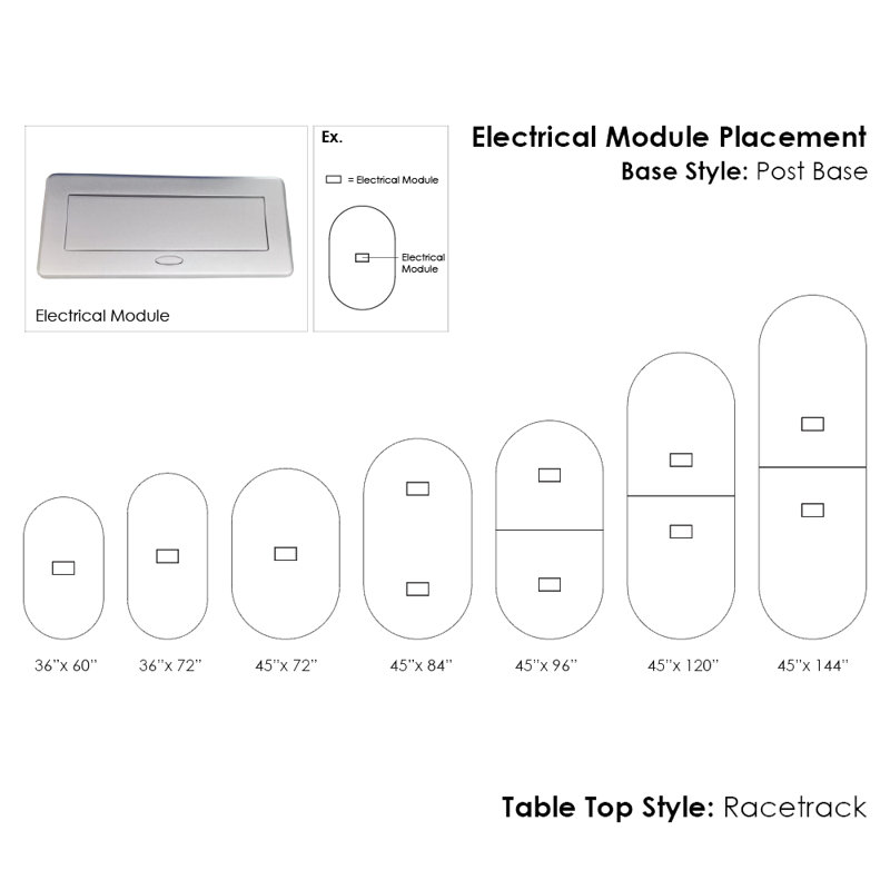 Racetrack Shaped Conference Table w Post Legs, 144" L x 48" W, Fog Grey, Matte Black
