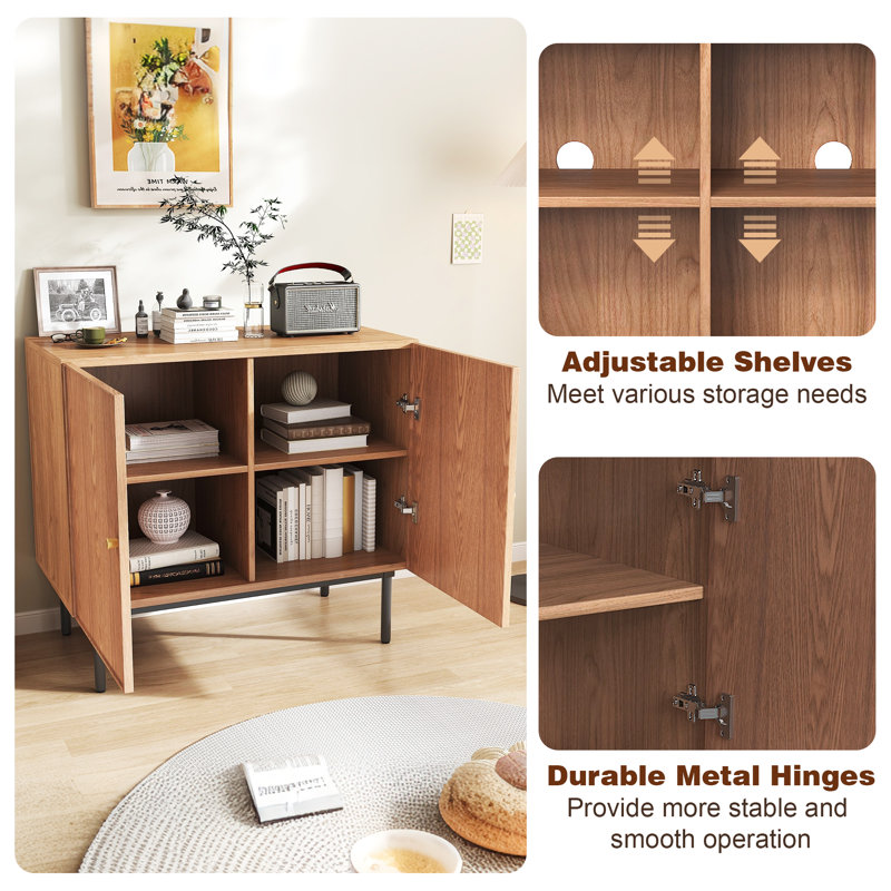 Warm Walnut 31.5" Sideboard with Adjustable Shelves