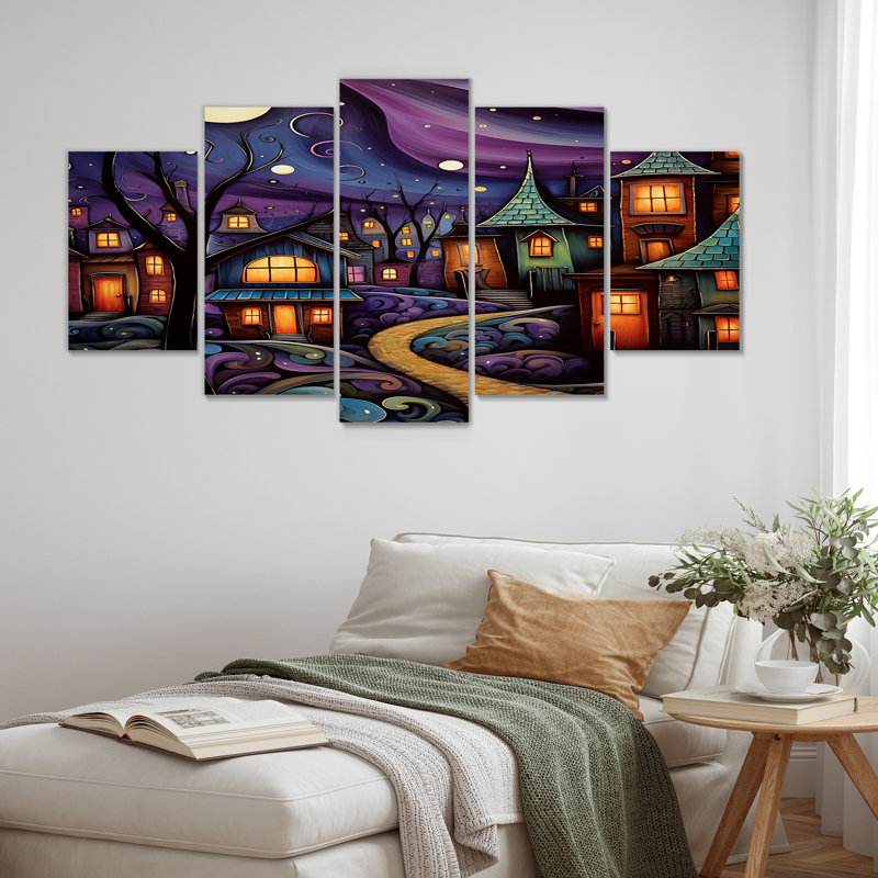 «Frye - City Buildings», art mural sur toile 5 pièces, H 32 po x l 60 po