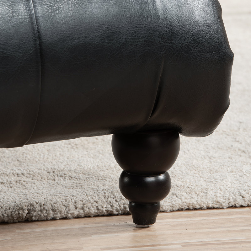 Chaise longue sans accoudoirs touffetée, Noir