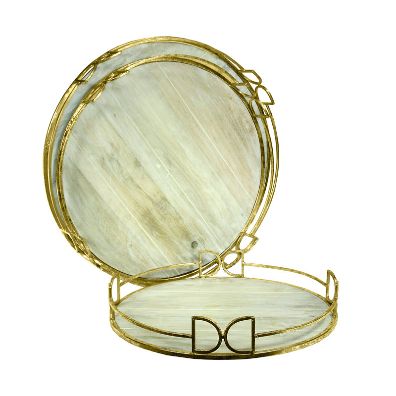 Hispaniola Tray, White Washed/Gold