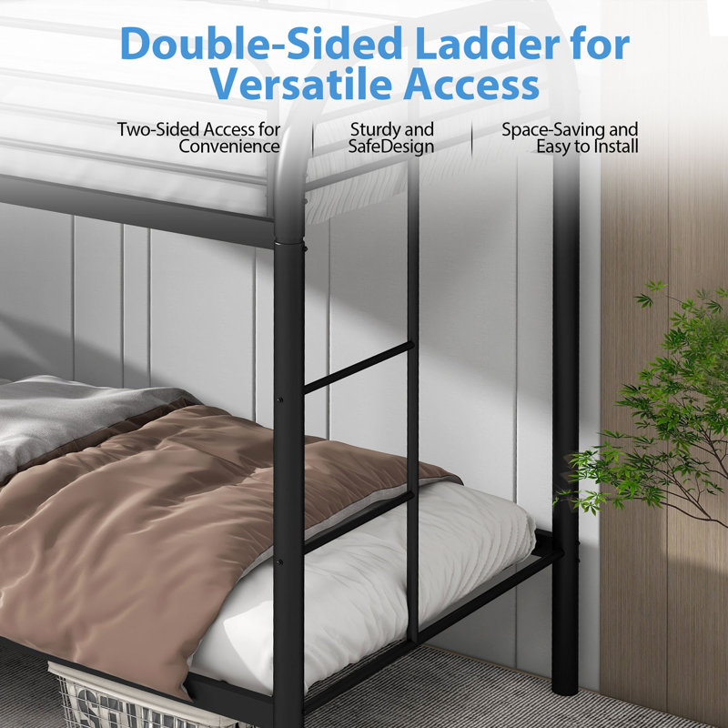 Twin Over Twin Kids Bunk Bed With Ladders