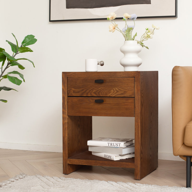 Vivara 2 Drawer Wooden Night Stand, Brown
