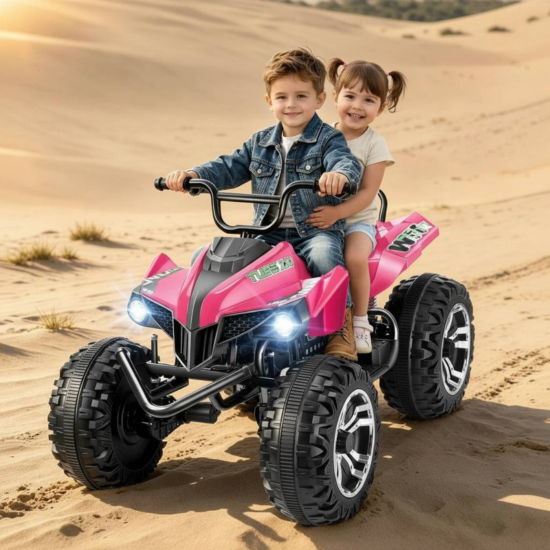 VTT 24 roues 4 roues pour enfants, véhicule tout-terrain 2 places pour les 6 à 12 ans, Jaune