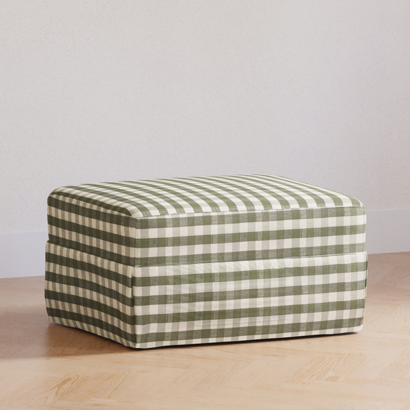 Crawford Ottoman, Green Gingham