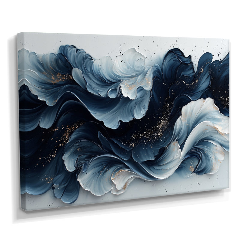 Encre monochrome Echo of River II - Op Art, art mural, H 12 po x l 20 po, Toile tendue, Ne s’applique pas