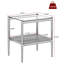 Table de bout rectangulaire 2 pièces avec plateau en verre trempé et tablette de rangement en panneau de fibres à densité moyenne, tables d'appoint de salon-1147791064-1147791065
