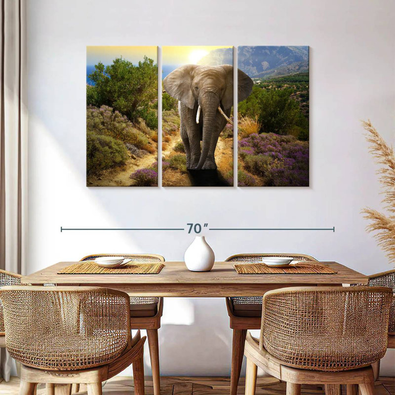 Brampt Elephant Frolicking, 36" H x 57" W