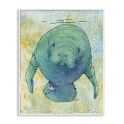 Stupell Industries Green Manatee Underwater, art de la giclée par Steve Vanderbosch