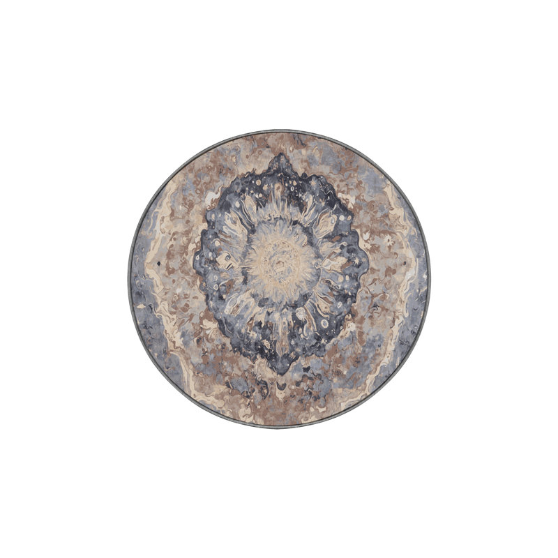 Machine Washable Gray Area Rug, Round 4'