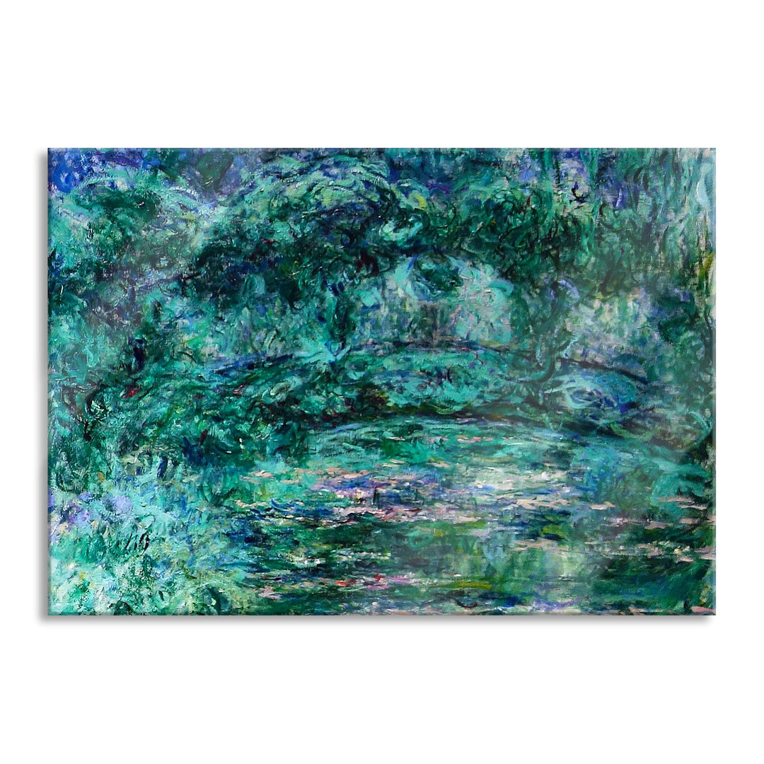 Glasbild | Wandbild Auf Echtglas | Claude Monet - japanische Brücke über den Seerosenteich II | Inkl. Aufhängung Und Abs...