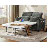 2-in-1 Pull-out Full Side Rv Sleeper Sofa Bed Convertible Chenille Sofa With 20w Fast Charging Led Light Memory Foam Couch Layered Cushion Trim