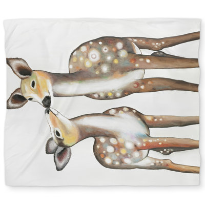 Deer with Fawn Beige King Duvet Cover for Home Decor