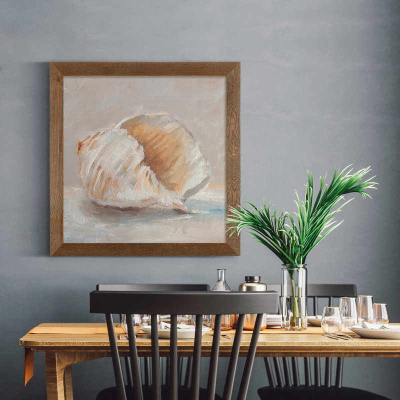 Impression de peinture encadrée sur papier impressionniste coquille d’étude IV, Érable encadré, H 17 po x l 17 po x P 1,5 po