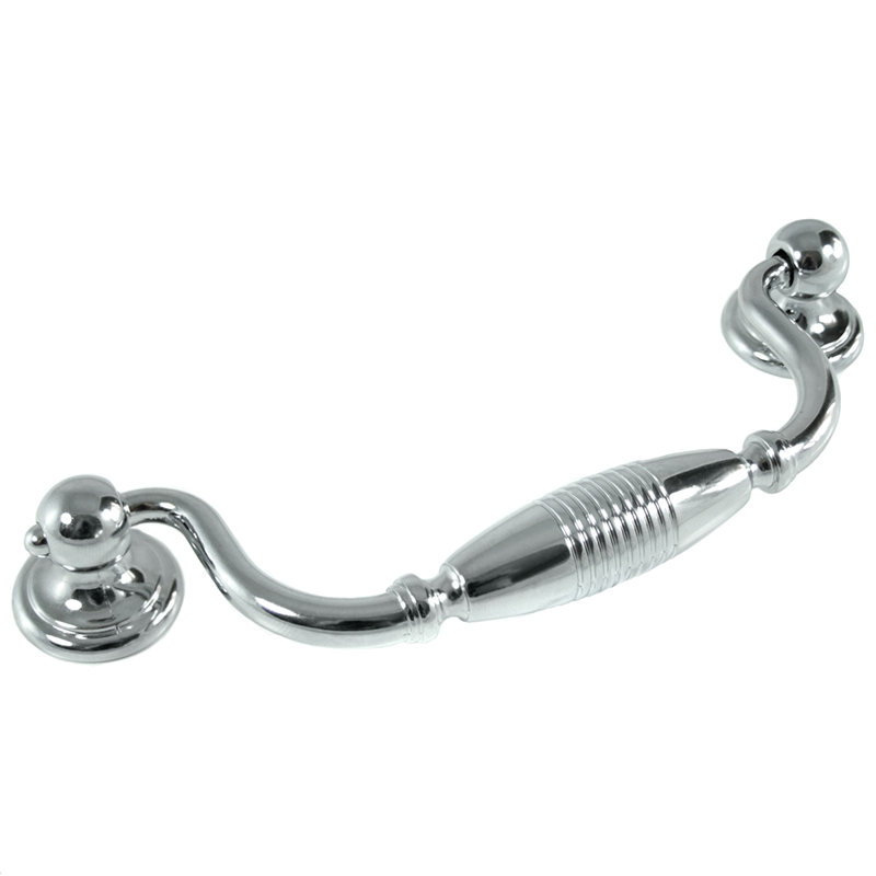 Striped 5" Center to Center Drop Handle, Distressed Silver Antique