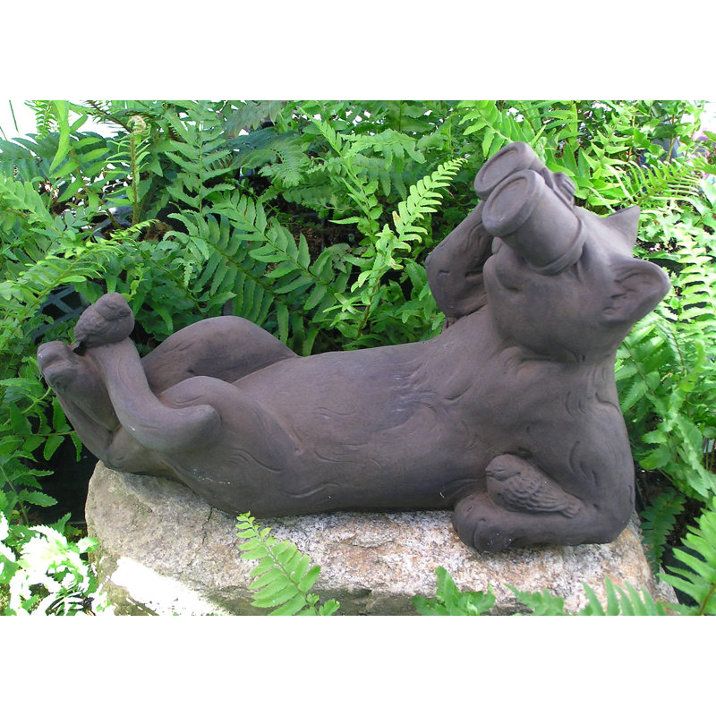 Statue de chat inclinable, Gris antique