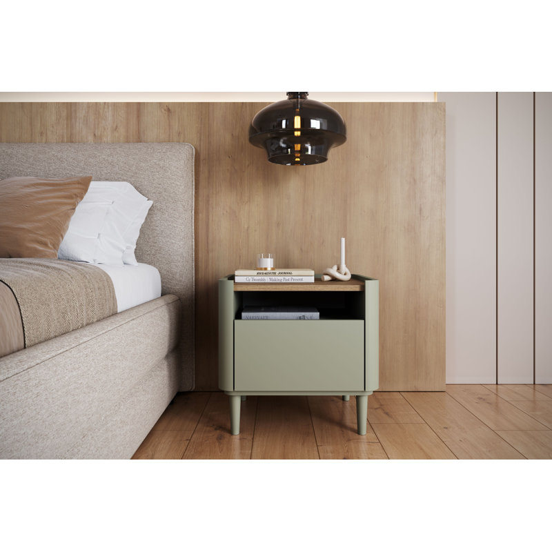 Blackett 50cm W Manufactured Wood Bedside Table, Green