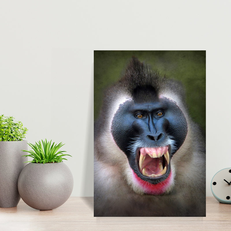 Fierce Primate Gaze Contemporary Monkey Architecture Wall Art Print 1 Piece Wrapped Canvas Wall Art, 45.72cm H x 30.48cm W