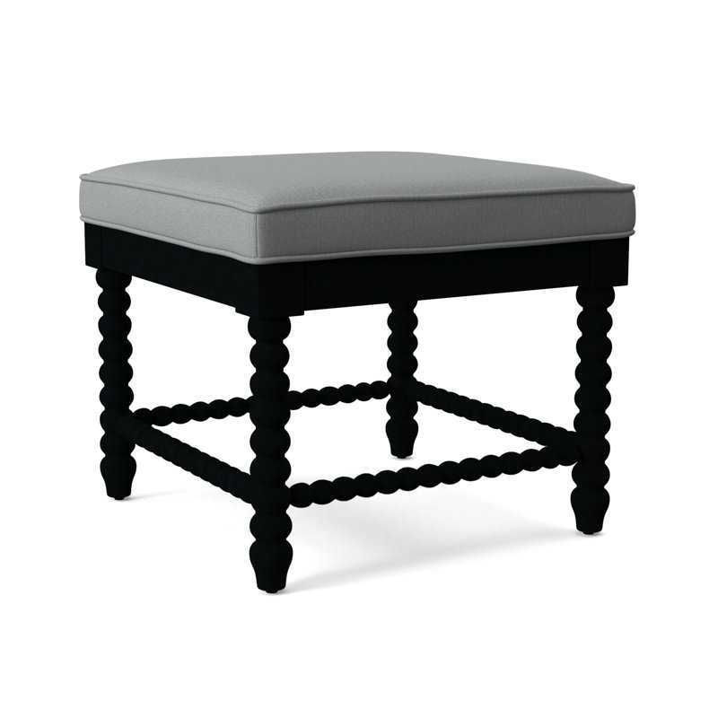 Lind Island Upholstered Bench, Sunbrella Beige Pinstripe; 6205-74, Black Finish