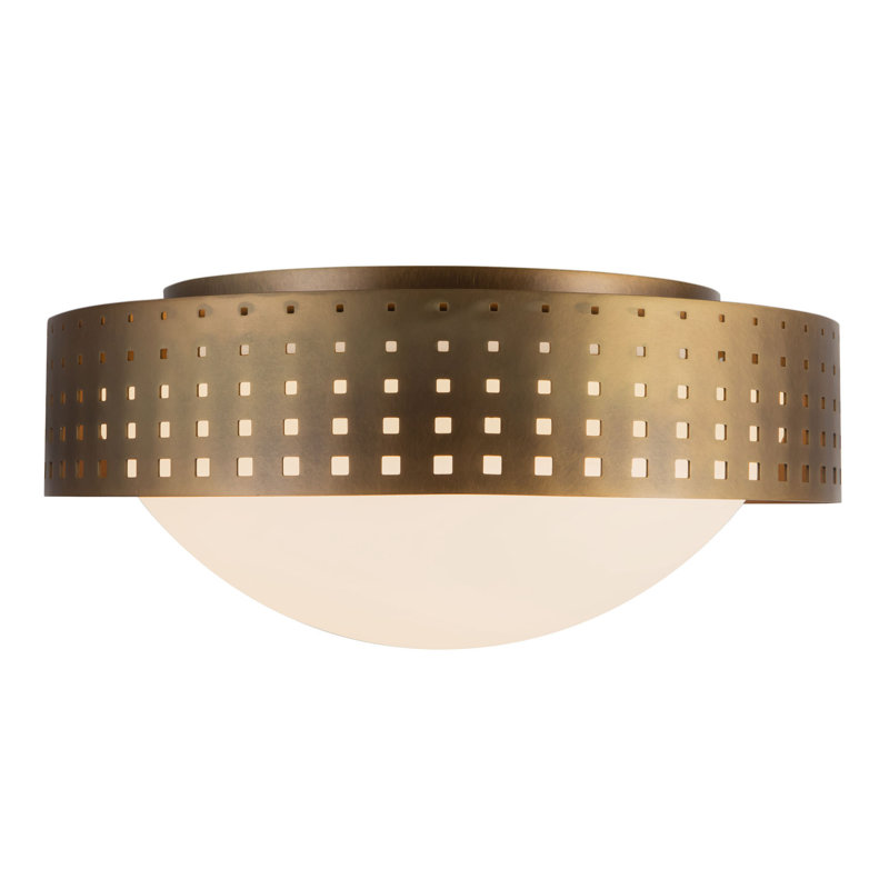 Astoria 14-in Black Flush Mount, Antique Brass