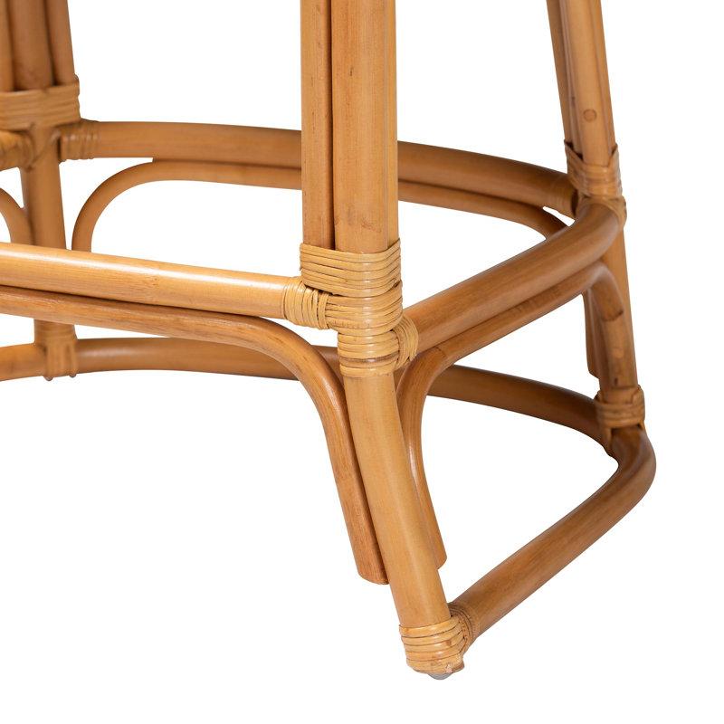 Veneto Light Honey and Dark Brown Rattan Bar Stool