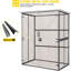 Armoire de rangement extérieure améliorée avec armature en métal solide et rangement pour outils de jardin avec tablettes réglables et plancher en bois brun foncé