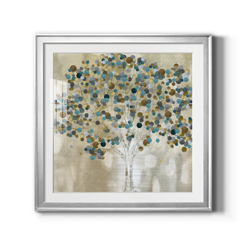A Teal Tree - Reproduction d'art sur toile encadrée, Papier avec cadre argenté, H 26,5 po x l 26,5 po x P 1,5 po