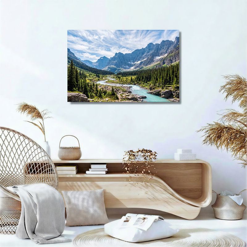 «Mountain River», reproduction d'art sur toile, ensemble de 1, Wrapped Canvas, 32"H x 48"W