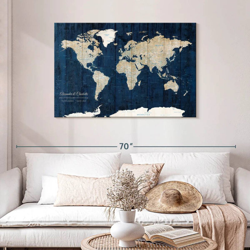 Épingle en bois texturée personnalisée World Altaira, H 30 po x l 45 po, Oui