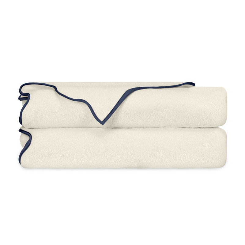 Antalya Turkish Cotton Bath Towel, Ivory/Navy Blue, 2 Pack - Bath Tower