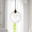 Mini luminaire suspendu en verre - luminaire suspendu à une ampoule avec abat-jour rond minimaliste moderne, cordon noir réglable - cuisine, salle à manger, éclairage de bar-1496364371