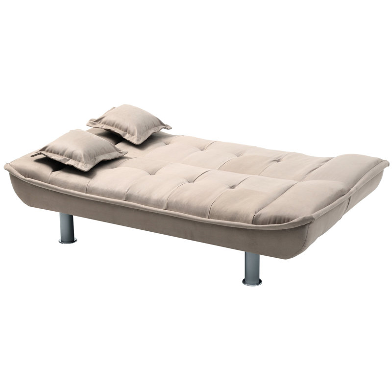 Lit avec fonction de conversion facile, 34 po de hauteur x 74 po de largeur, 38 po de profondeur, pieds en métal, coussins assortis, 2 lits-couchettes sophistiqués confortables, HWD, similicuir noir, coussins moelleux