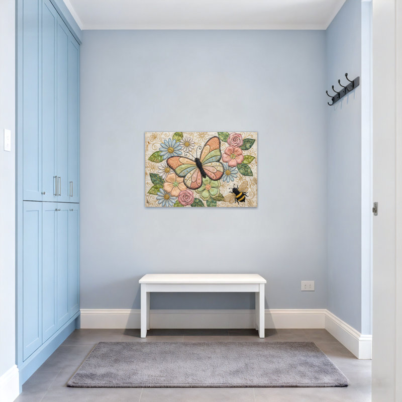 Animaux, papillon, fleurs, abeilles, motif artistique