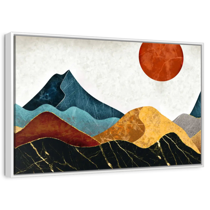 Abstract Marble Mountains, Floating Frame White, 13" X 9"