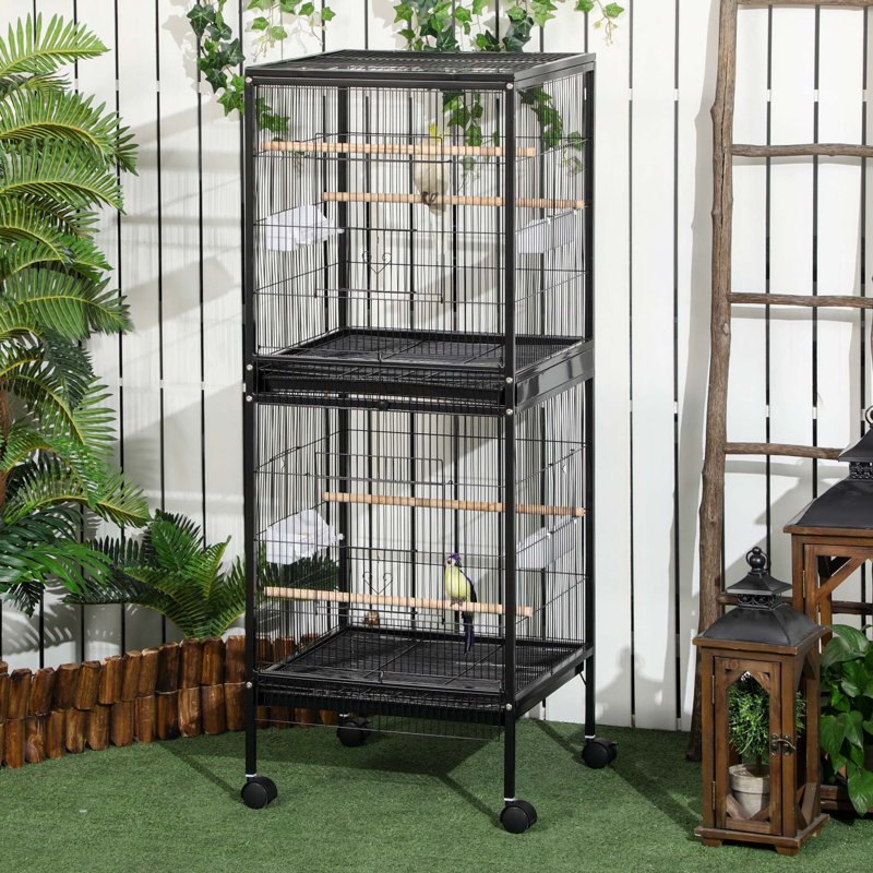 Grande cage à oiseaux polyvalente avec plusieurs portes et caractéristiques conviviales, H 55 po x l 20,25 po x P 19,75 po