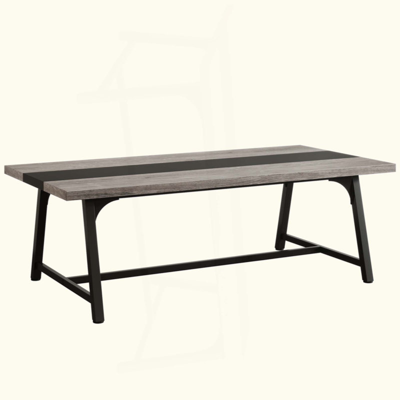 Modern Rectangular Conference Table For 6-8 People, Office Executive Desk With Durable Metal Frame, Large Work Surface For Boardroom & Team Collaboration