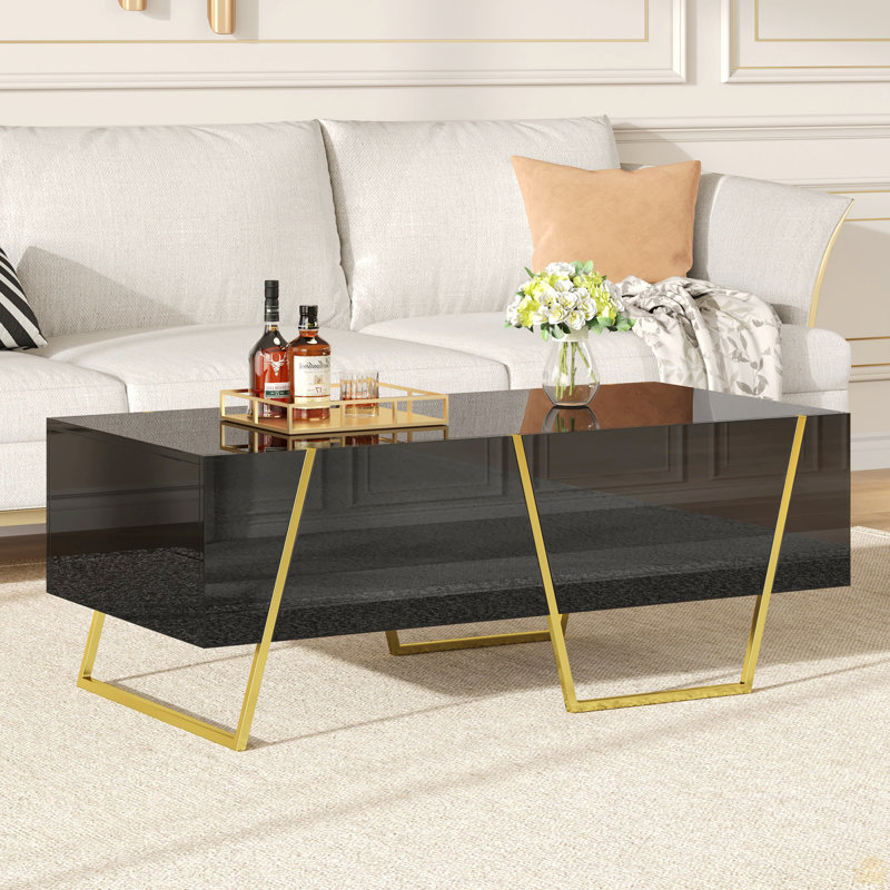 Table basse rectangulaire haute brillance
