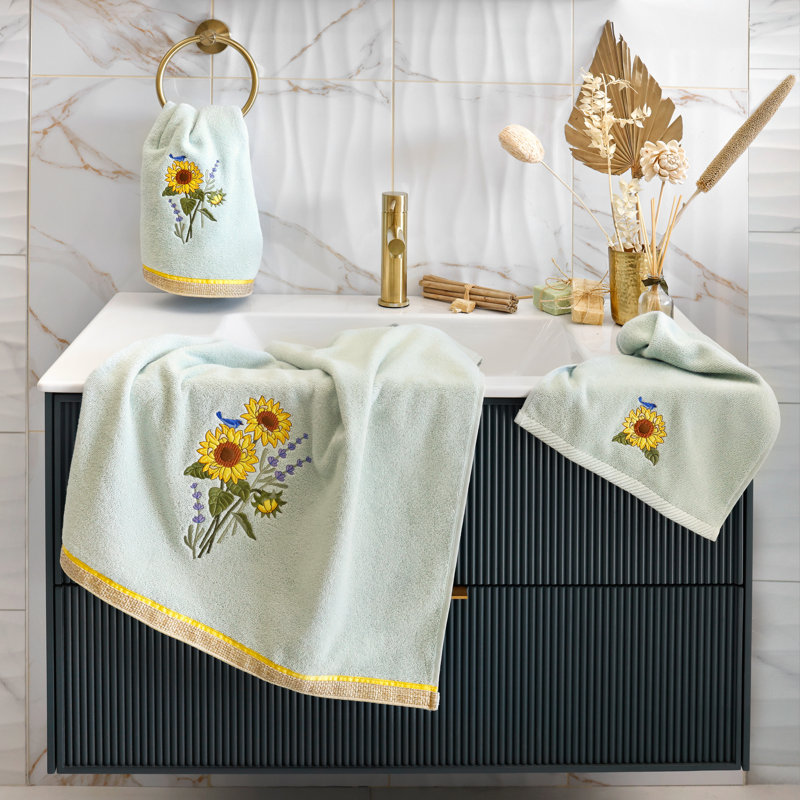 Essuie-mains 100% coton turc, Turquoise, Bath Towel-2Pack