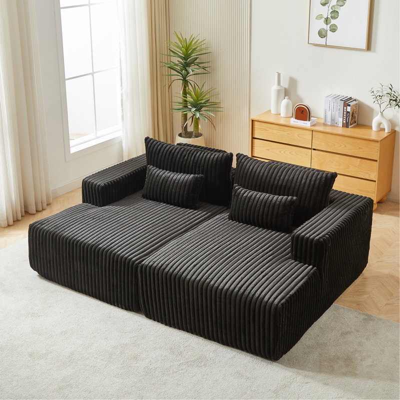 Canapé modulaire surdimensionné 87 po, Velours côtelé noir