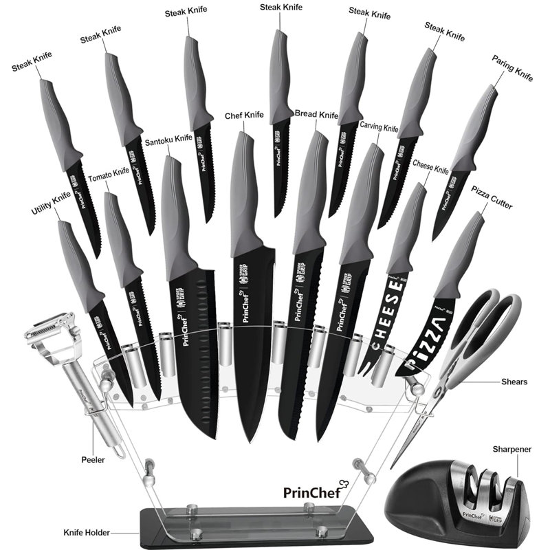 Ensemble de porte-couteaux en acier inoxydable 19 pièces Lysbbdzsm