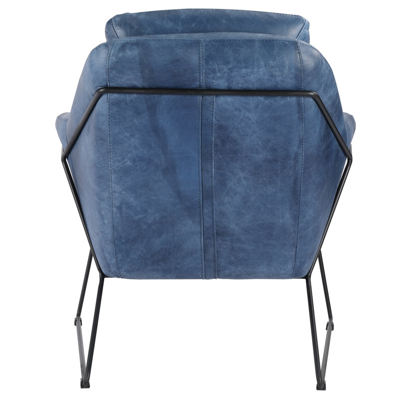 Greer Armchair, Blue Genuine Leather