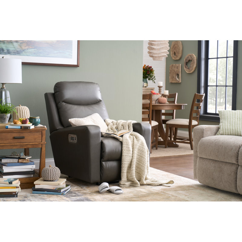 Emmons Leather Rocker Recliner, Oak