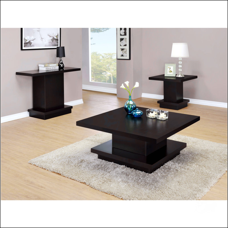 Fiona Cappuccino Engineered Wood Pedestal Console Table, A Sturdy And Stylish Addition For Any Interior Space.